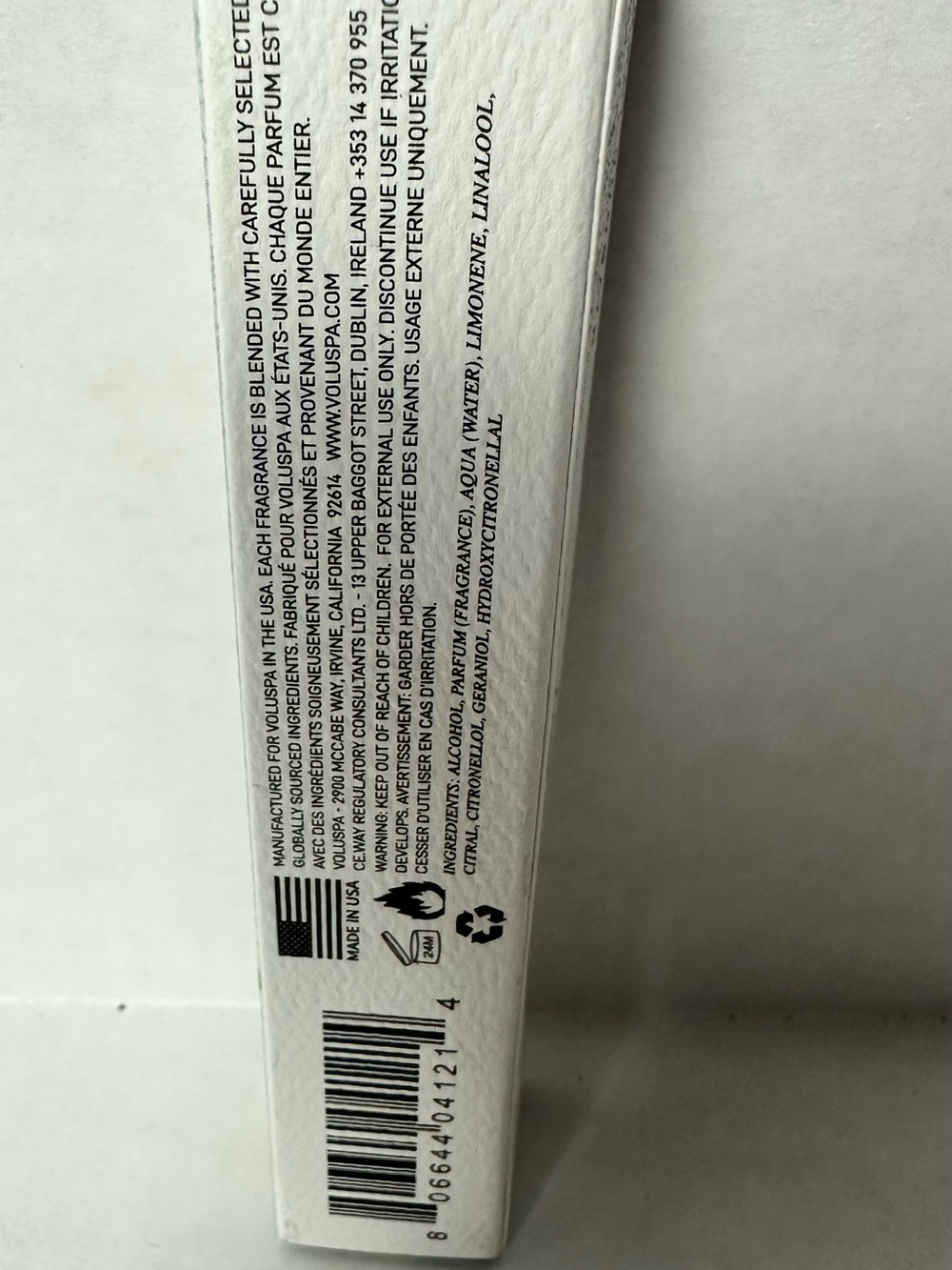 Voluspa White Textured Box with Black Print - Picture 2 of 4
